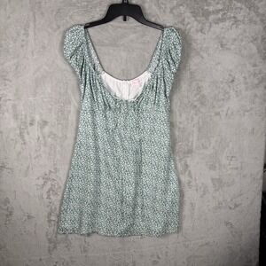 Pink Lily Long Sleeve Colorful Floral Print‎ Green Dress Size XL